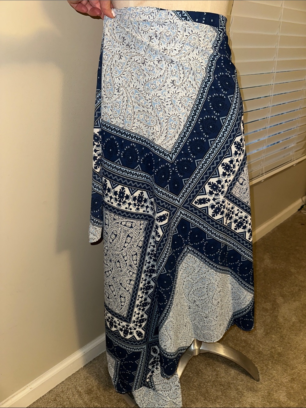 Navy and White Paisley Maxi Skirt/Swim Sarong